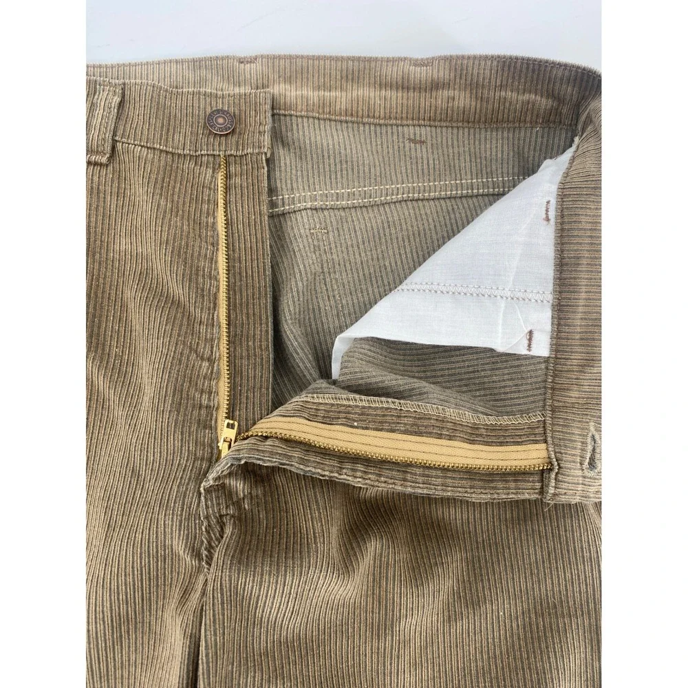 Levi's Corduroy Trousers 34x36 Tan Brown Excellent Vintage Pleated White Tab 520